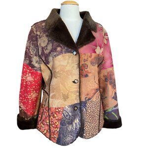Radzoli Faux Suede Fur Patchwork Penny Lane Jacket Mobwife Animal Print Artsy-XL